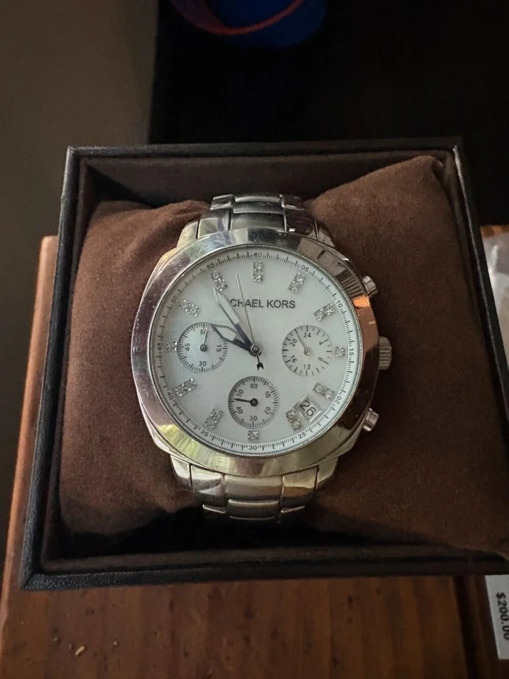 Michael Kors MK5092 Silver Mother of Pearl Crystal Chronograph Watch